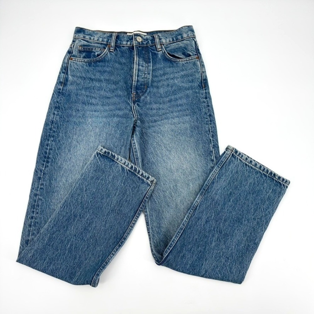 Reformation Cynthia High Rise Straight Jeans Colorado Blue Size 26 Button Fly